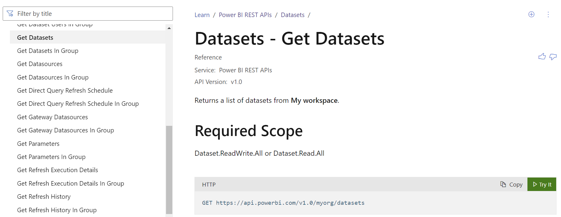 Power BI, pull data information