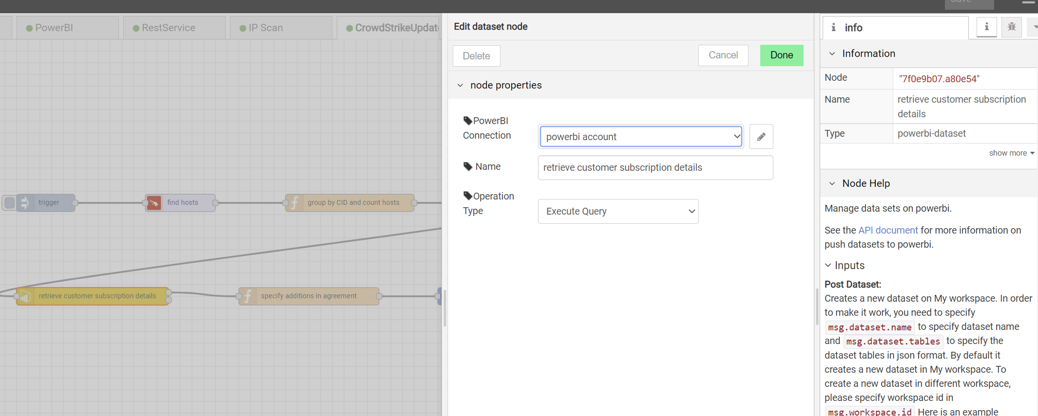 power bi table information