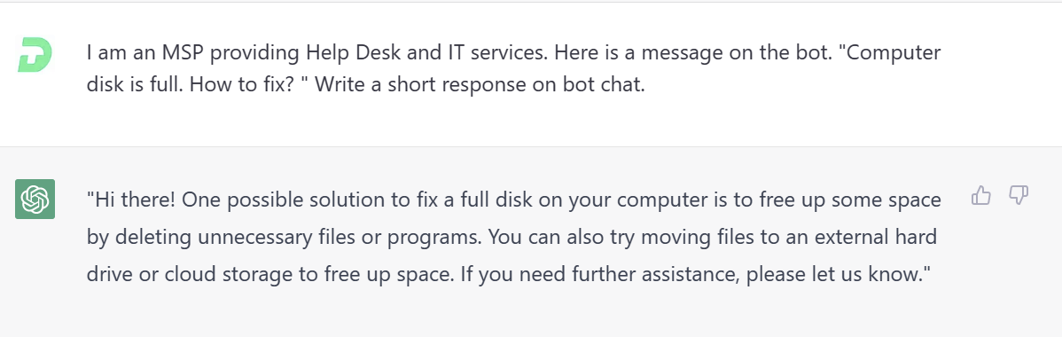 Service Bot Response by ChatBot